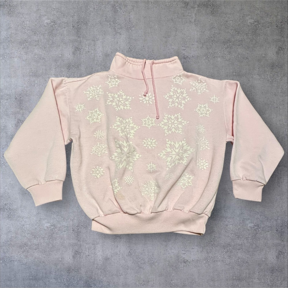 Y2K Gitano Pink Snowflake Sweatshirt Womens Medium‎ Mock Neck Pullover